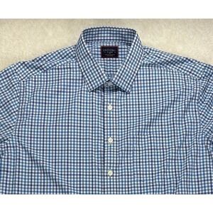 UNTUCKit‎ Shirt Mens XL Blue Check Performance Nylon Spandex Stretch Lehman